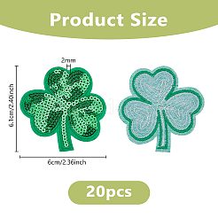 20 шт. аппликации из нетканых материалов в виде клевера ко дню святого патрика&nbsp;DIY-DC0003-64