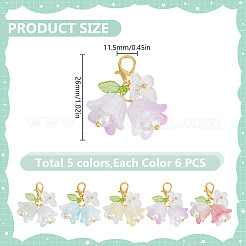 30 шт. 5-х цветная подвеска из смолы в виде розы и бабочки&nbsp;HJEW-GO00219