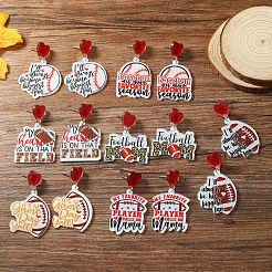 1 пара сережек-гвоздиков с леопардовым принтом в виде сердца для матери и спорта из акрила&nbsp;EJEW-FS0001-22C