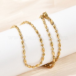 Ожерелья из круглой овальной цепочки из нержавеющей стали 304 толщиной 2.5 мм&nbsp;X-NJEW-M110-01G