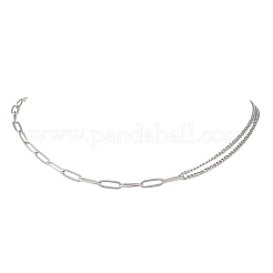 Ожерелье в современном стиле из нержавеющей стали 304: скрепка и витая цепочка.&nbsp;NJEW-JN05853