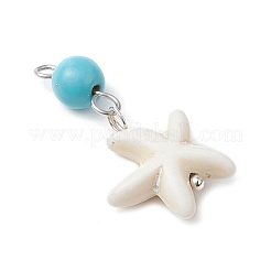 Подвески из окрашенной круглой синтетической бирюзы и натуральных ракушек&nbsp;PALLOY-JF03811