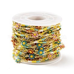 Цепочка из латуни с эмалью ручной работы в виде цветка&nbsp;CHC-D032-07G