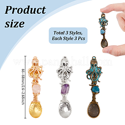 9 шт. большие подвески из сплава и драгоценных камней в тибетском стиле&nbsp;PALLOY-GA00010