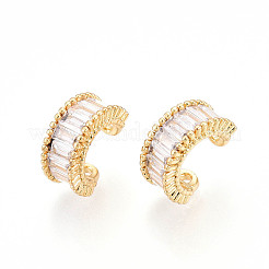 Латунные серьги-манжеты из прозрачного кубического циркония&nbsp;KK-T074-32G
