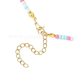 Женские ожерелья из стеклянных бусин с подвеской в виде цветка и эмали&nbsp;NJEW-JN05550-02