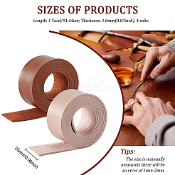 4 рулон 4-х цветных плоских односторонних шнуров из искусственной кожи&nbsp;LC-BC0001-01