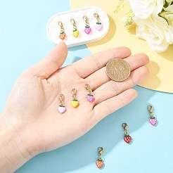 10 шт. подвеска в виде клубники из нержавеющей стали 304 с эмалью&nbsp;HJEW-YW00295