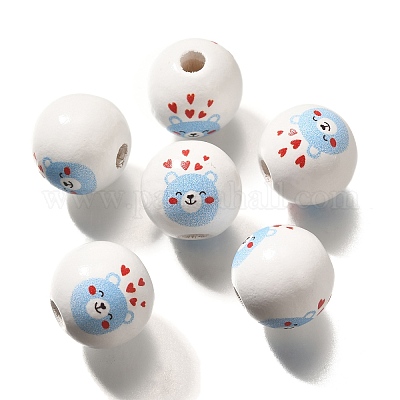 Бусины из дерева с принтом в виде элемента ко дню святого валентина WOOD-R002-01-17-1