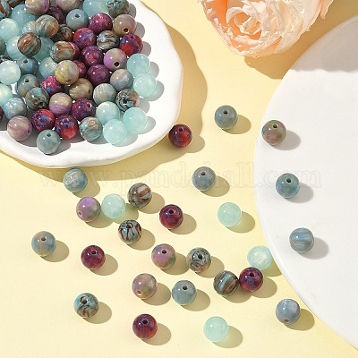 100шт 5 цвета бусины из смолы&nbsp;RESI-YW0005-50-1