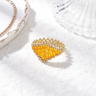 Стеклянные кольца для пальцев&nbsp;RJEW-MZ00030-01-1