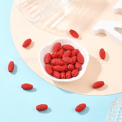 30 шт. резные бусины из киновари&nbsp;CARL-YW0001-01-1