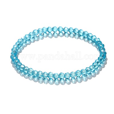 Женские эластичные браслеты из стеклянных бусин с призмой 4 мм и граненой ронделью&nbsp;LS-EH2213-9-1