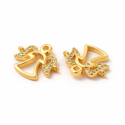 Экологичные подвески из латуни с микро-паве из прозрачного кубического циркония KK-F851-09G-1