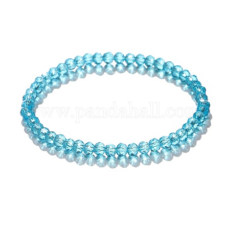 Женские эластичные браслеты из стеклянных бусин с призмой 4 мм и граненой ронделью&nbsp;LS-EH2213-9-1