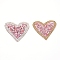Glitter Hotfix Rhinestone, Hot Melt Adhesive on the Back, Costume Accessories, Heart, Light Rose, 50x50x1.5mm