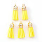 Faux Suede Tassel Pendant Decorations, with CCB Plastic Cord Ends, Light Gold, 33~35x10mm, Hole: 2.5mm