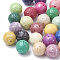 Handmade Polymer Clay Beads, with Shell, Round, Mixed Color, 12mm, Hole: 1mm