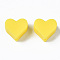 Food Grade Eco-Friendly Silicone Beads, Heart, Yellow, 13x14x8mm, Hole: 2mm