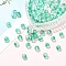 100Pcs Frosted Baking Painted Glass Beads, Round, with Golden Glitter Powder, Teal, 8~8.5mm, Hole: 1.4~1.6mm