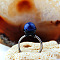 Iron Wire Wrapped Natural Lapis Lazuli Round Beaded Cuff Rings, Black, Inner Diameter: Adjustable