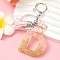 Resin & Acrylic & Faux Suede Tassel Keychain, with Alloy Clasp and Iron Rings, Letter D, 9.5cm