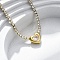 304 Stainless Steel Clear Cubic Zirconia Heart Pendant Necklaces for Women, PVD Vacuum Plating, Golden, 16.89 inch(42.9cm)