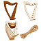 10Pcs nfinished Blank Wooden Pendants for Painting Arts, Pyrography, Home Decor,
with Jute Cord, Harp, 100x55x2.5mm, Hole: 2mm
