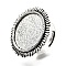 Vintage Adjustable Iron Finger Ring Components Alloy Cabochon Bezel Settings, Cadmium Free & Lead Free, Antique Silver, 17x5mm, Flat Round Tray: 20mm