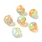 Two Tone Transparent Acrylic Beads, Hand Drawn Beads, Round, with Glitter Powder & Enamel, Orange, 15x14mm, Hole: 3mm