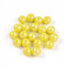Electroplate Pearlized Glass Pearl Beads, Iridescent, Round, Yellow, 6x5.5mm, Hole: 1.2~1.4mm, about 1730pcs/Pound