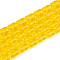 Transparent Glass Beads Strands, Barrel, Gold, 6~6.5x4~5mm, Hole: 0.7~0.8mm, about 64~65pcs/strand, 15.75~15.94''(40~40.5cm)