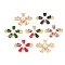 Brass Micro Pave Cubic Zirconia with Plastic Pearls Connector Charms, Flower, Golden, Mixed Color, 14x18.5x6mm, Jump Ring: 5x1mm, Inner Diameter: 3mm