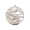 201 Stainless Steel Pendants, Laser Cut, Day and Night & Yin Yang Charm, Stainless Steel Color, 32x29.5x1mm, Hole: 1.6mm