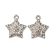 Alloy Pendants with Rhinestone, Star, Platinum, 20.5x17.5x3.5mm, Hole: 1.8mm