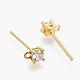 Латунные микро-паве прозрачные серьги-гвоздики из циркония ZIRC-L098-043G-2
