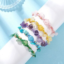 Плетеные браслеты из натуральных и синтетических драгоценных камней&nbsp;BJEW-MZ00236