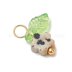 10 шт. подвески в виде цветка из натуральной далматинской яшмы&nbsp;PALLOY-JF03765-04