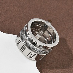 Кольца из нержавеющей стали 304 с кубическим цирконием для женщин и мужчин&nbsp;RJEW-F189-06P