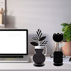 5 набор из 5-х акриловых держателей для заметок с черными и белыми листьями и цветами&nbsp;OFST-OC0004-29