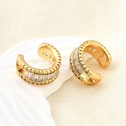 Латунные серьги-манжеты из прозрачного кубического циркония&nbsp;EJEW-F370-37G