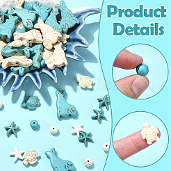 80шт. набор из 8-х видов окрашенных синтетических бирюзовых бусин&nbsp;G-YW0001-84