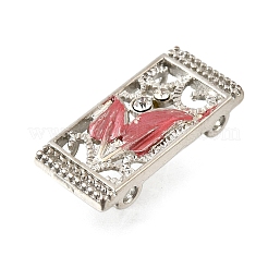 Латунный хрустальный стразы прямоугольник с листиком многорядные звенья&nbsp;KK-P306-16P