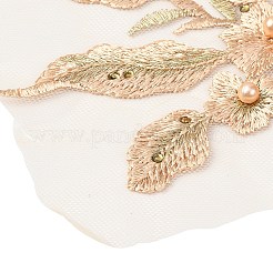 Полиэстер с вышивкой из поролоновых бусин&nbsp;PATC-WH0008-170A