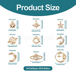 18 шт. 9 стиля латунные кубические цирконии вселенная космические подвески&nbsp;KK-KS0001-26