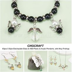 60 шт. 5 подвески из гальванического стекла&nbsp;FIND-CA0004-19