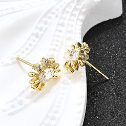 Серьги-гвоздики из циркония&nbsp;EJEW-H157-03G-02