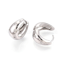 Серьги-кольца в форме капли с микропаве из прозрачных кубических цирконий из латуни&nbsp;EJEW-T048-26P