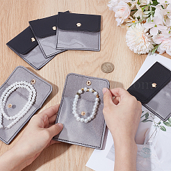 6 шт. конверты для ювелирных изделий из искусственной кожи ПВХ с кнопкой&nbsp;ABAG-WH0039-49B