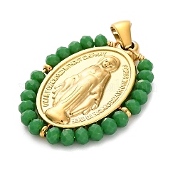 Ионное покрытие (ip) 304 нержавеющая сталь граненые рондель овальные подвески с травяным покрытием&nbsp;STAS-Z100-04G-09